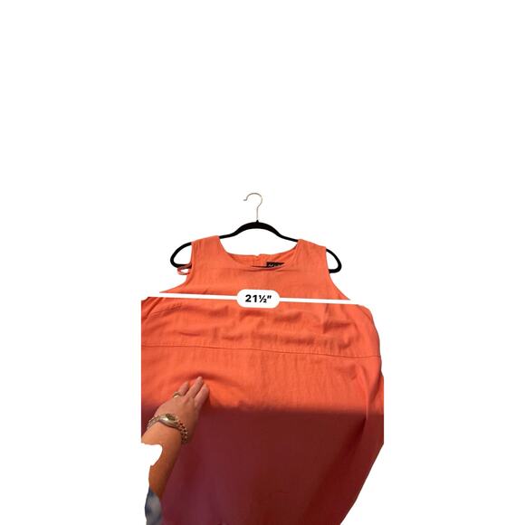 MHM Melissa Harper Coral Linen Blend SS Tank Shift Embroidered Maxi Size 16Tall - Picture 7 of 9